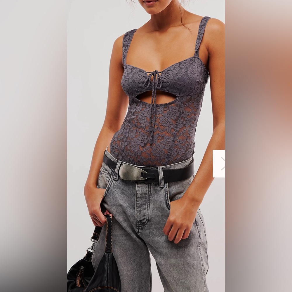 NWT Free People Strike a Pose Bodysuit in Color: Volcanic Glass